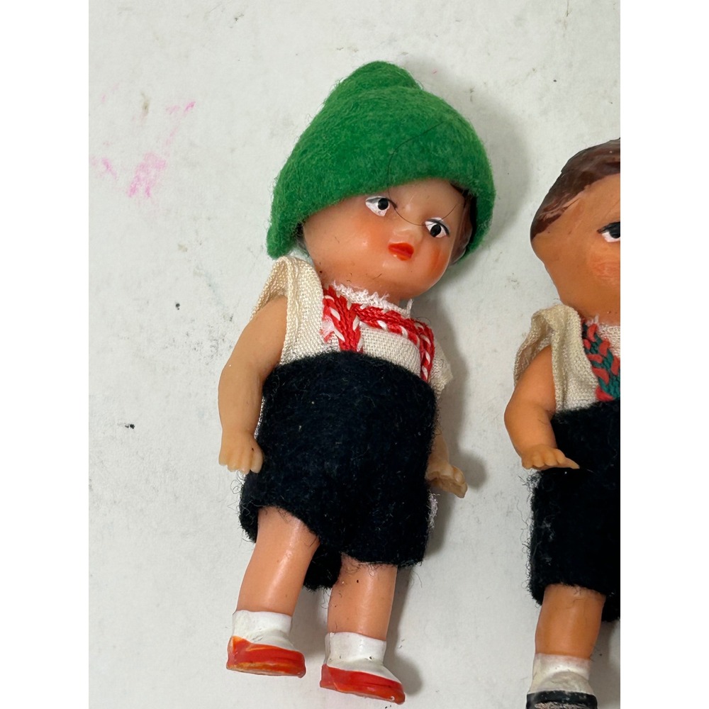 Vintage Miniature German Alpine Folk Dolls Set of 3 Lederhosen Traditional Dress - Picture 4 of 8